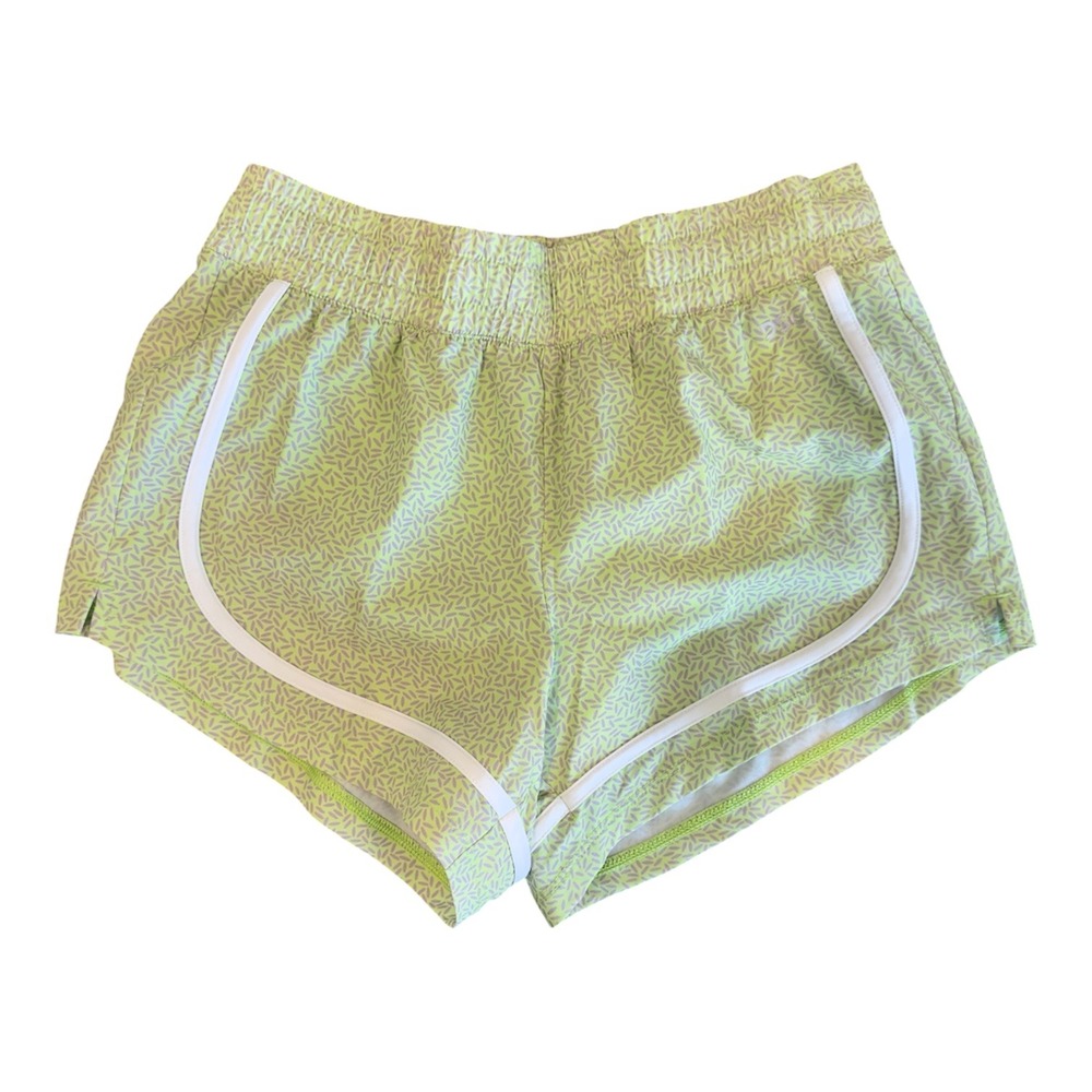 DSG Girls Mid-Rise Stride Shorts Neon Pear Green Patterned Size M 10-12 NWT